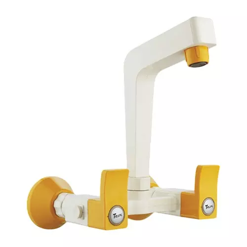 TRIJAL Guppy Pluse Sink Mixer Premium With Fiange White, Gold 15 mm Thread & 20 mm Spindle, GPP-114 (Pack of 12)