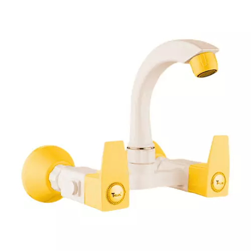 TRIJAL Shark Plus Sink Mixer with Flange White, Gold 15 mm Thread & 20 mm Spindle, SHP-113 (Pack of 12)