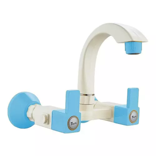 TRIJAL Firoza Plus Sink Mixer With Flange White, Blue 15 mm Thread & 20 mm Spindle, FIP-113 (Pack of 12)