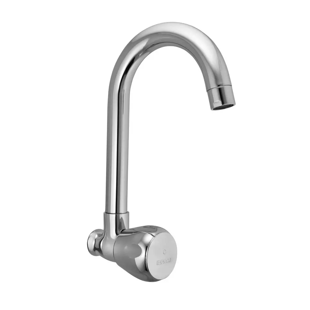 Essco by Jaquar Sink Cock Wall Mount Chrome Finish with Swinging Pipe Spout, SQT-522S
