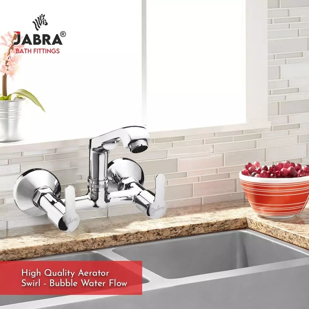 Jabra Sink Mixer Tap (H) Aqua Series Brass Chrome Finish Wall Mount Silver
