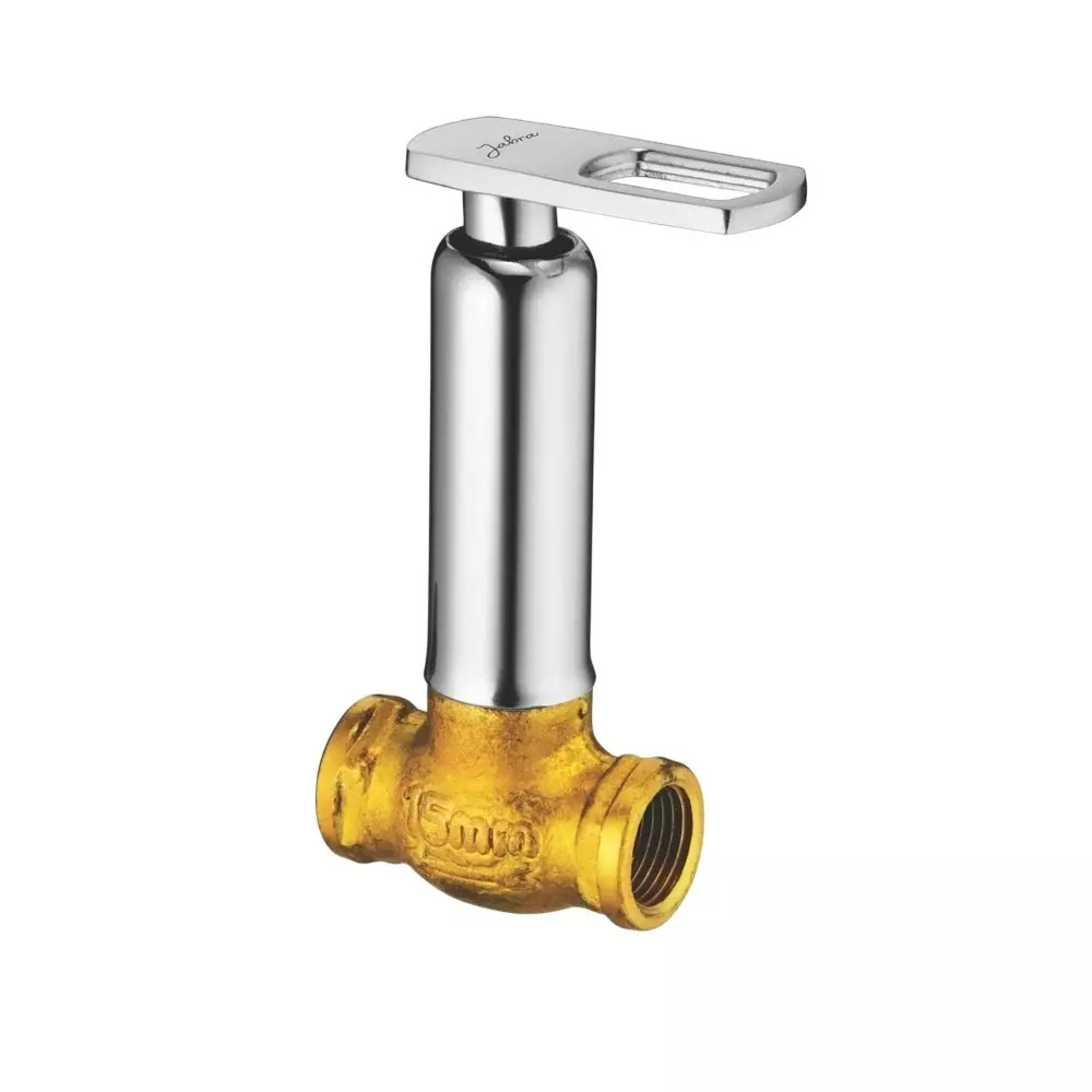 Jabra Concealed Stop Cock (L) Apolo Series Brass Chrome Finish Wall Mount 15 mm Silver