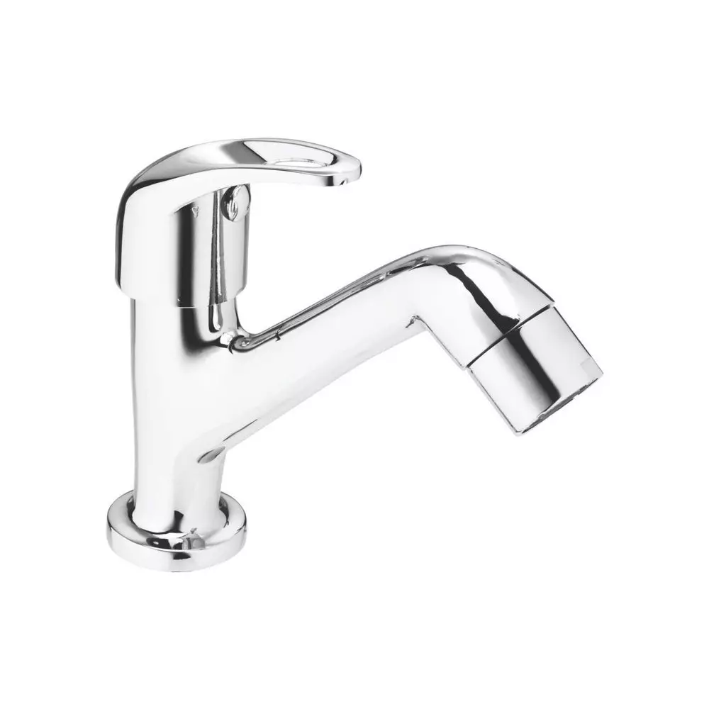 Jabra High Neck Pillar Cock Cosmo Series Brass Chrome Finish Deck Mount Silver
