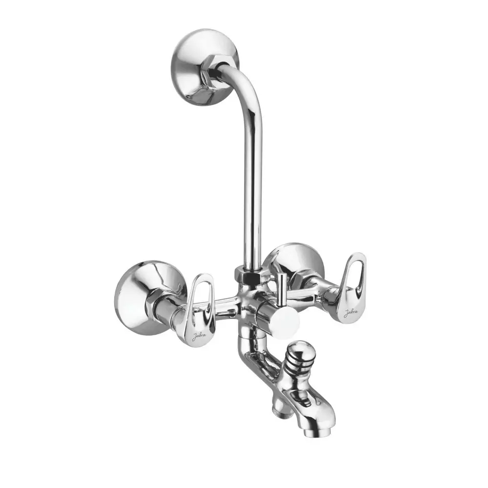 Jabra 3 in 1 Wall Mixer With L-Bend Dezo Series Brass Chrome Finish Wall Mount Silver