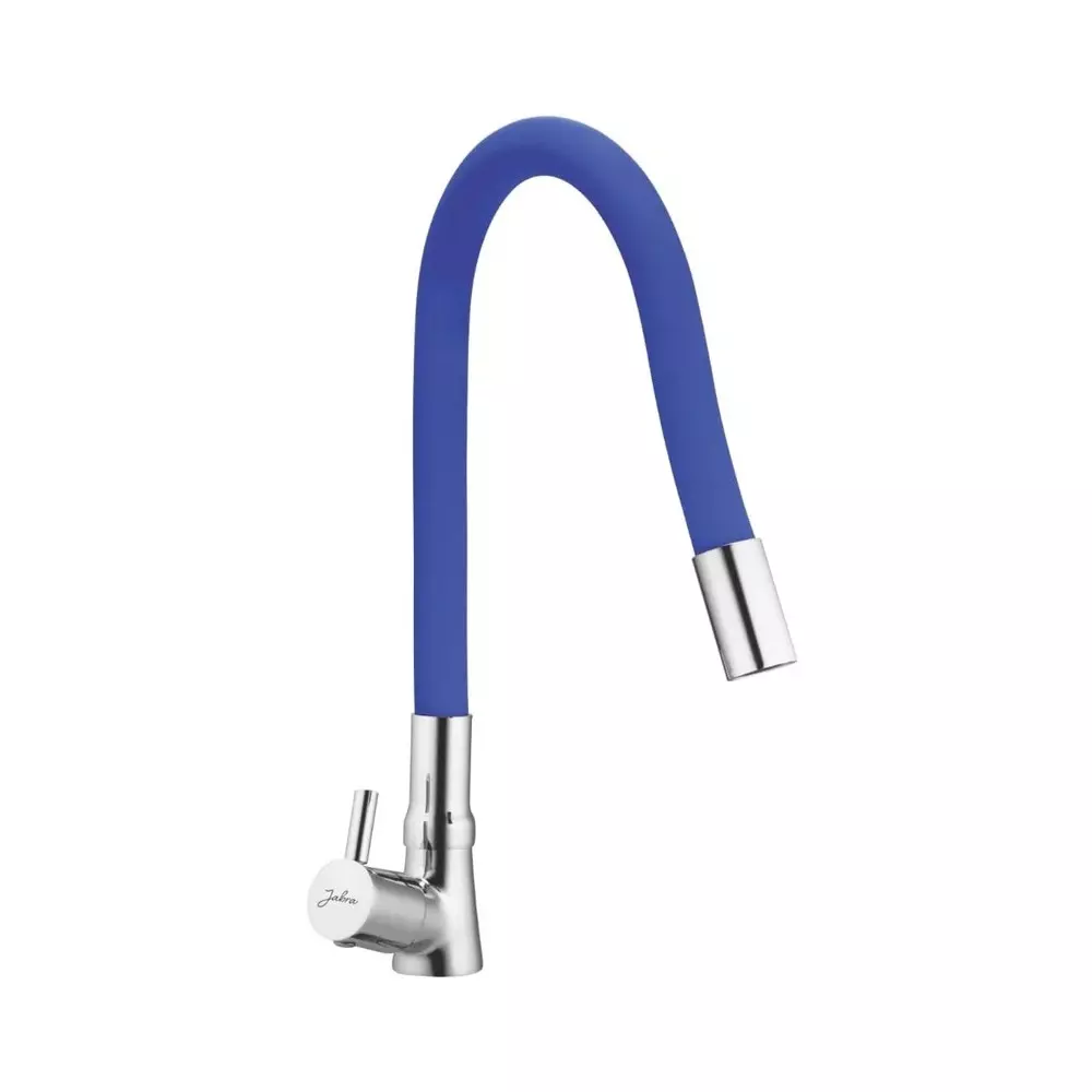 Jabra Single Flow Sink Cock Flora Series Brass Chrome Finish Deck Mount Blue