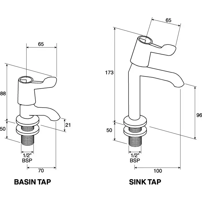 Pegler Yorkshire Chrome Plated Brass Quarter Turn Lever Handle Hot Basin Tap 1/2in, 308027