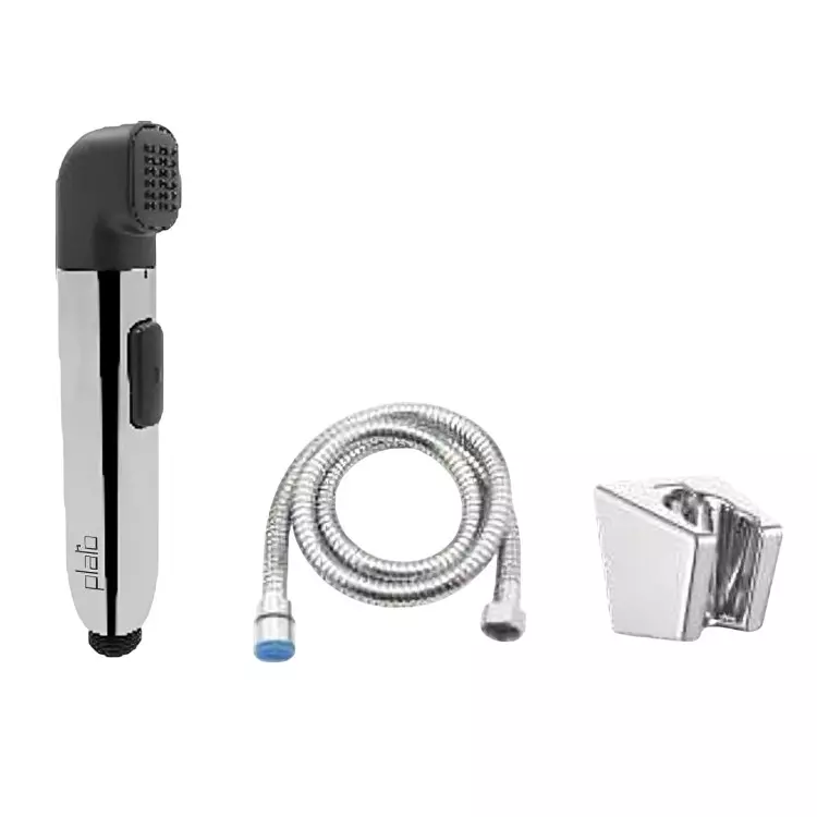PLATO AMARICANO Series Health Faucet Set Silver & Black with Wall Hook & 1.5 m SS 304 Tube, 7342