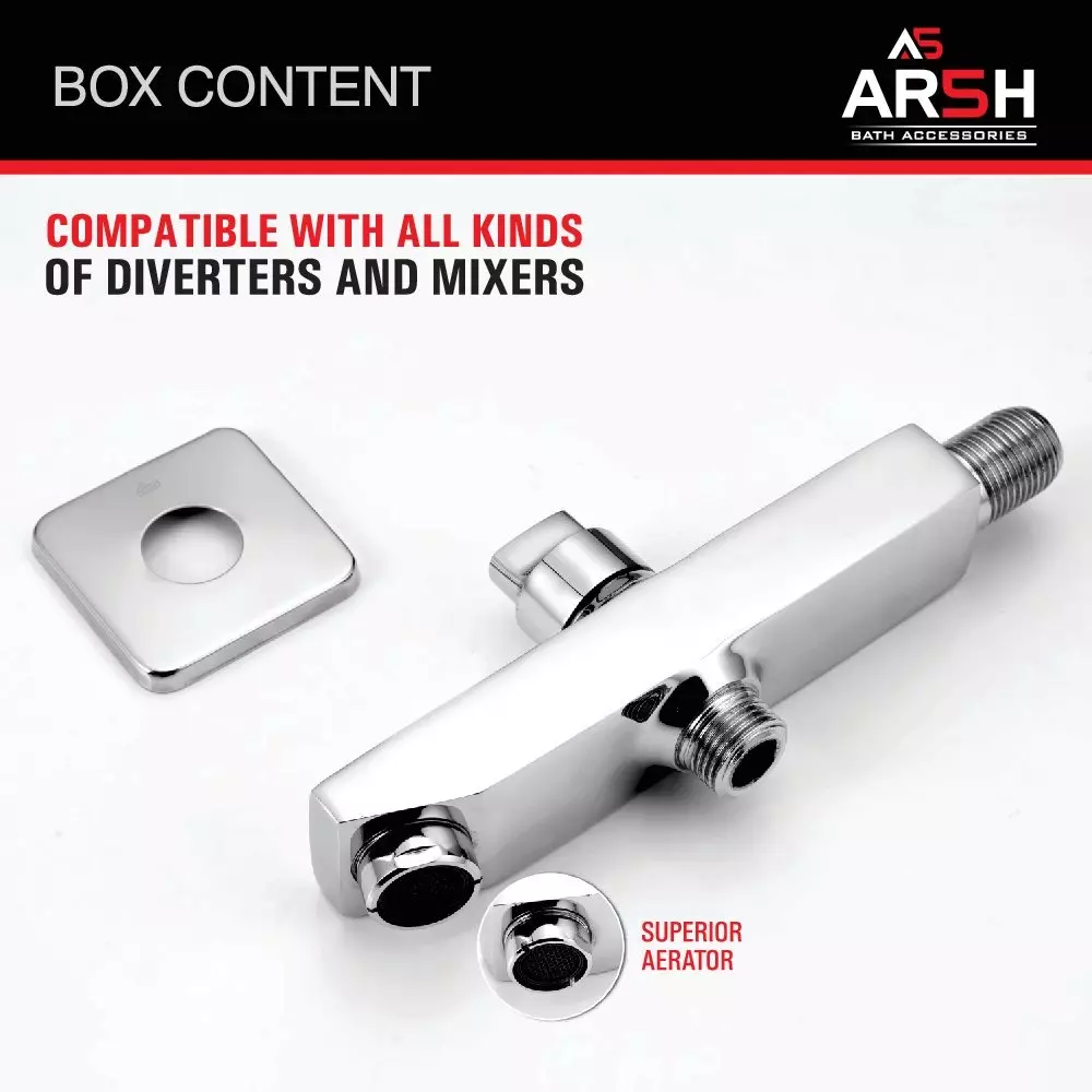 AR5H Pure Brass Bathtub Spout Wall Mount with Square Wall Flange Mirror Chrome Finish Silver, CUBIX-0018