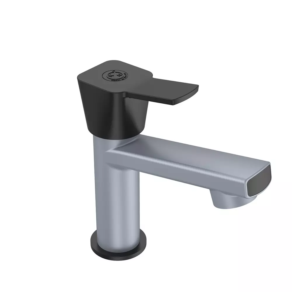 RN Foam Flow Pillar Tap PTMT Box Packaging Type Metallic Grey Black 1/2 Inch (15 mm) Size for Kitchen & Bathroom Use