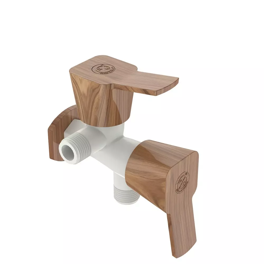 RN PTMT Lagoon Pine Collection 2 In 1 Angle Tap With Flange Pine 1/2 Inch (15 mm) Size for Kitchen & Bathroom Use