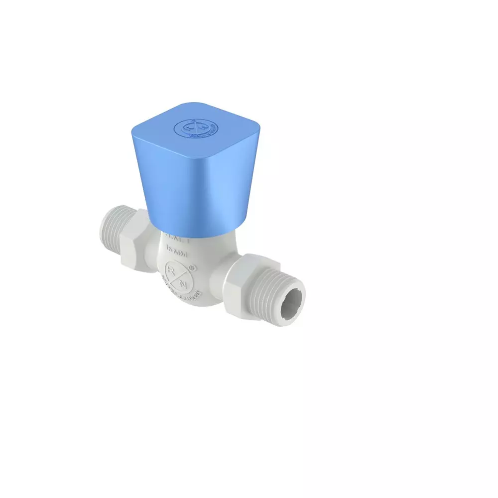 RN PTMT Felicity Collection Male Thread Stop Tap White Blue Box Packaging Type 1/2 Inch (15 mm) Size, RNFEB19A39