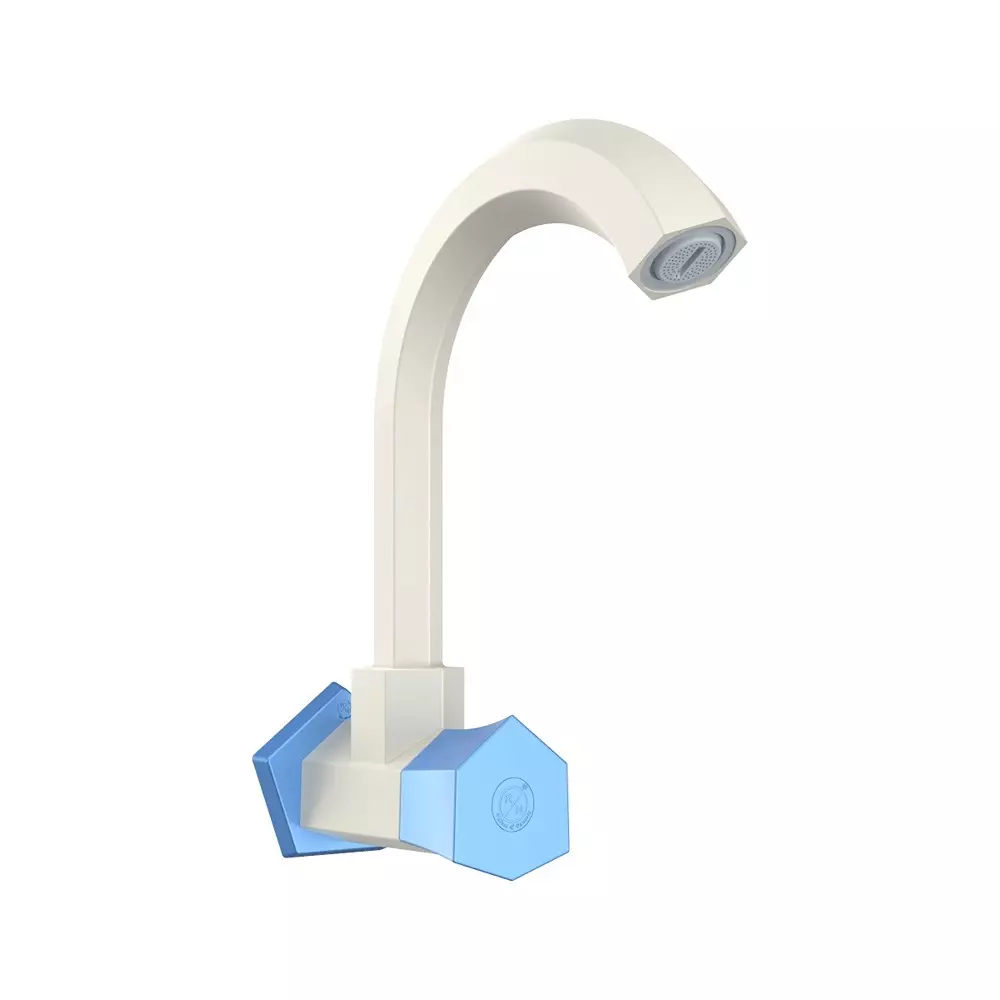RN Sink Tap Wall Mounted PTMT Ivory Blue 1/2 Inch (15 mm) Size for Kitchen & Bathroom Use, RNG2P07A09