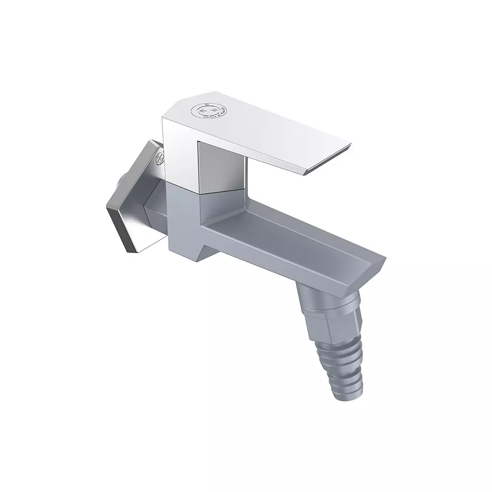 RN Nozzle BIB Garden Tap With Flange PTMT Metallic Grey Chrome 1/2 Inch (15 mm) Size for Kitchen & Bathroom Use, RNG2033D08