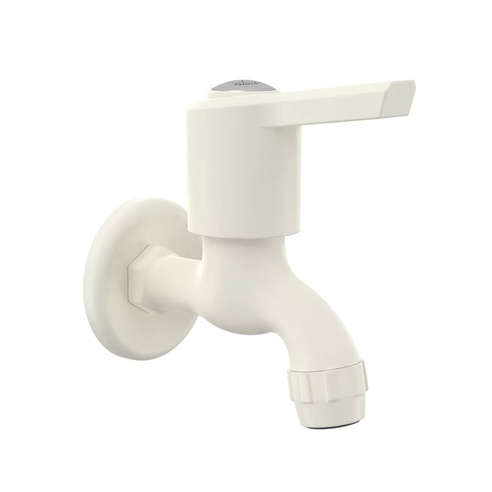 RN Foam Flow BIB Tap With Flange PTMT Ivory 1/2 Inch (15 mm) Size for Kitchen & Bathroom Use, RNWIN05A32