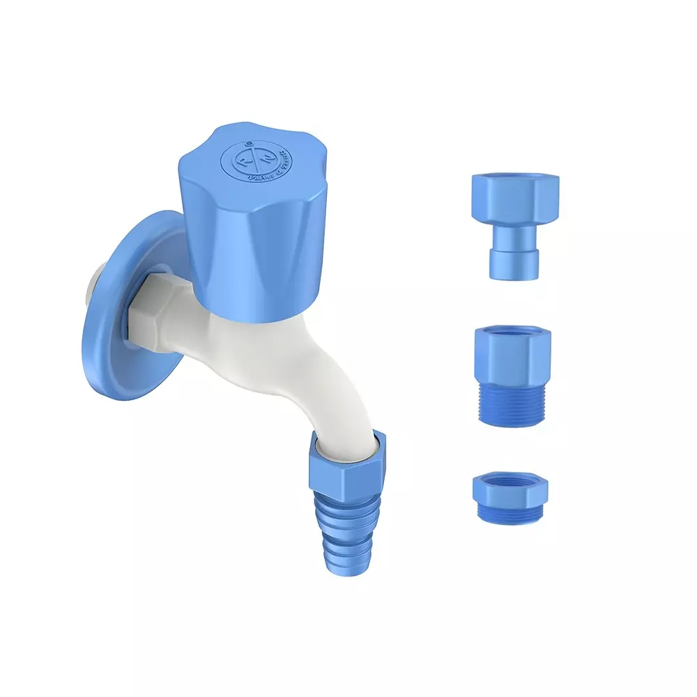 RN Washing Machine Faucet Tap Kit PTMT White Blue 1/2 Inch (15 mm) Size for Kitchen & Bathroom Use, RNMAJ19A28