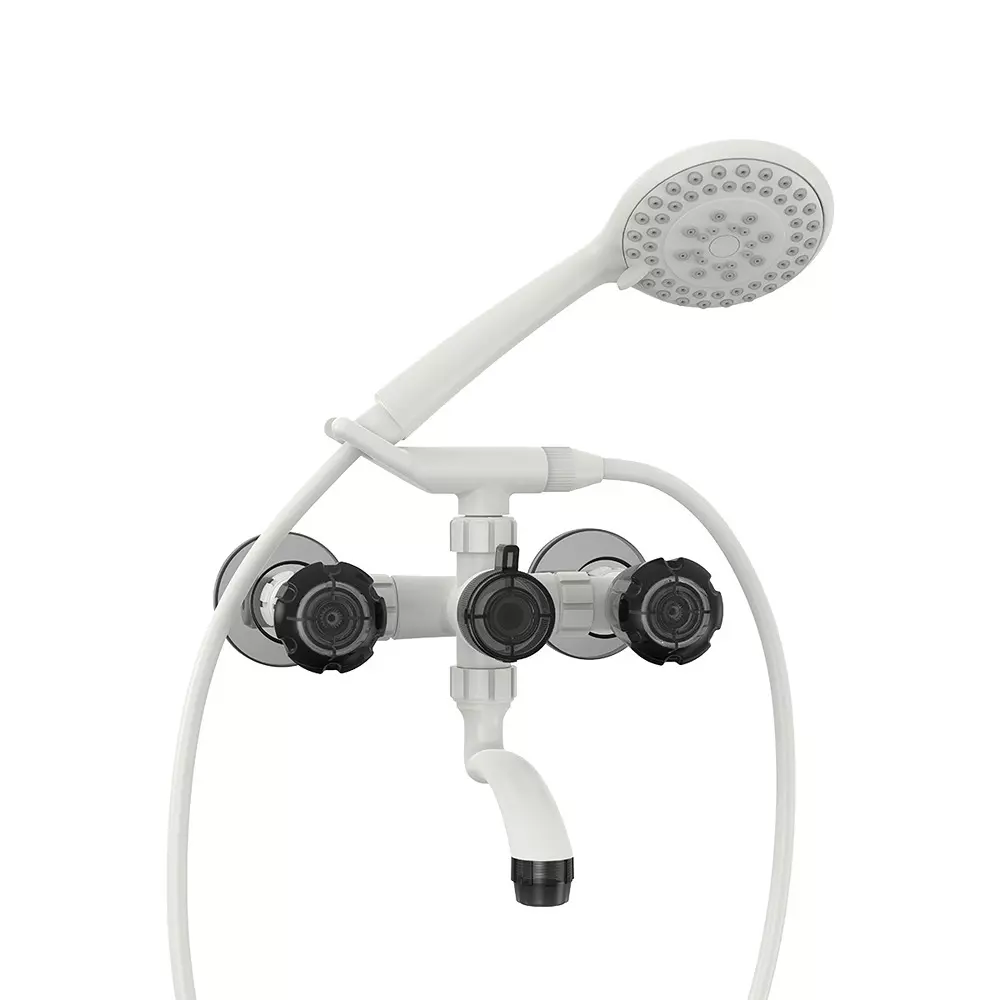 RN Wall Mixer Telephonic Tap With Crutch PTMT White Charcoal 1/2 Inch (15 mm) Size for Bathroom Use, RNSUP21F12
