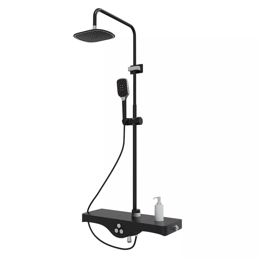 RN Thermostatic Exposed Shower Set Mixer Black Wall Mounted ‎90.93x47.24x18.03 cm, RN3020EXSH