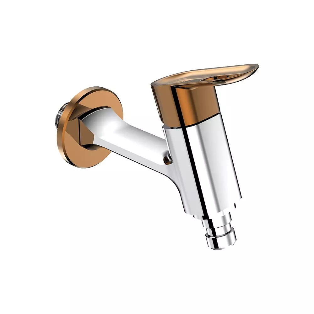 RN Bib Tap With Washing Machine Nozzle & Flange Rose Gold Chrome 1/2 Inch (15 mm) Size for Bathroom & Toilets Use, RNAMA25G48