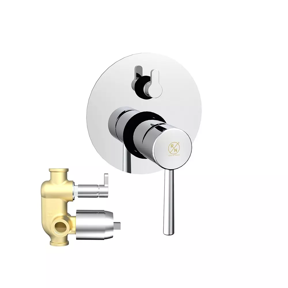 RN Rose Pro Chrome Plated Collection Single Lever Expose & Concealed Part Kit 2 Inlet & 2 Outlet Diverter Body Ultra Hi Flow 4 Way Wall Mounted 1 3/4 Inch (45 mm) Size