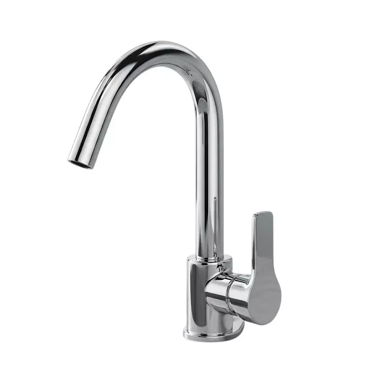 IVAS Elanza Swan Neck Pillar Tap Table Mounted Chrome Finish Silver for Bathroom & Toilets Use, IM12009396
