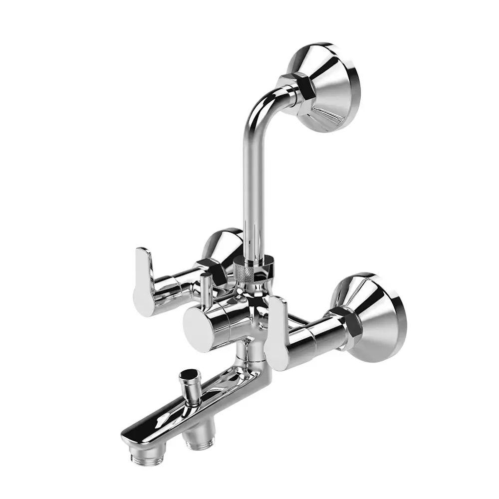 IVAS Elanza 3 In 1 Wall Mixer Overhead Shower Provision Wall Mounted Chrome Finish Silver for Bathroom & Toilets Use, IM12008830