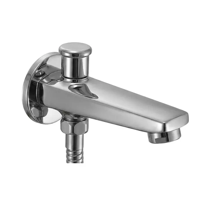 PLUMBER Ecoline Series Estel Range Wall Spout with Button Attachment, Chrome Finish and Wall Mounted, ETL-4106