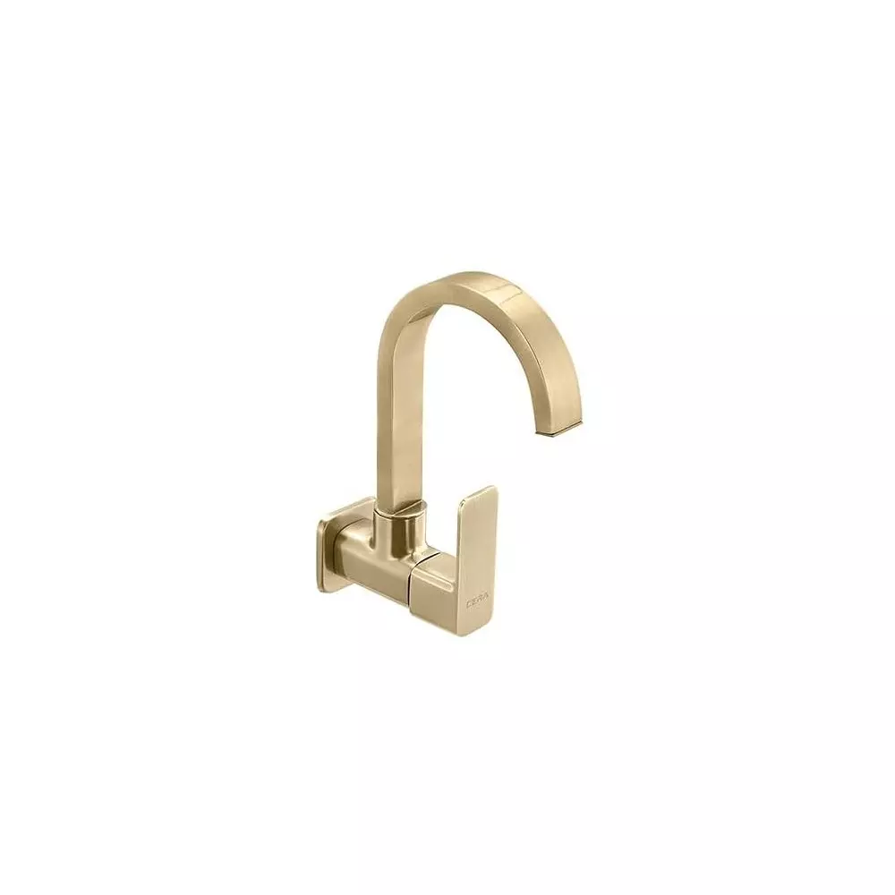 CERA Quarter Turn Ruby Sink Tap with 6 Inch (150 mm) Long Swivel Spout Antique Brass for Bathroom Use, F1005251BA