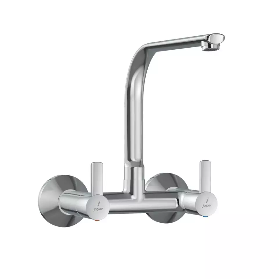 Jaquar Fusion Prime Sink Mixer Tap with Regular Swinging Spout & Connecting Leg Silver Stainless Steel for Home Use, FUP-CHR-29309PM