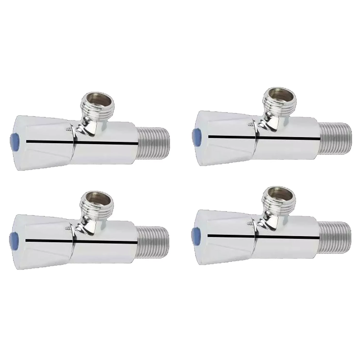 Aquieen Triangle Brass Silver Angle Stop Valve Pack of 4 Piece
