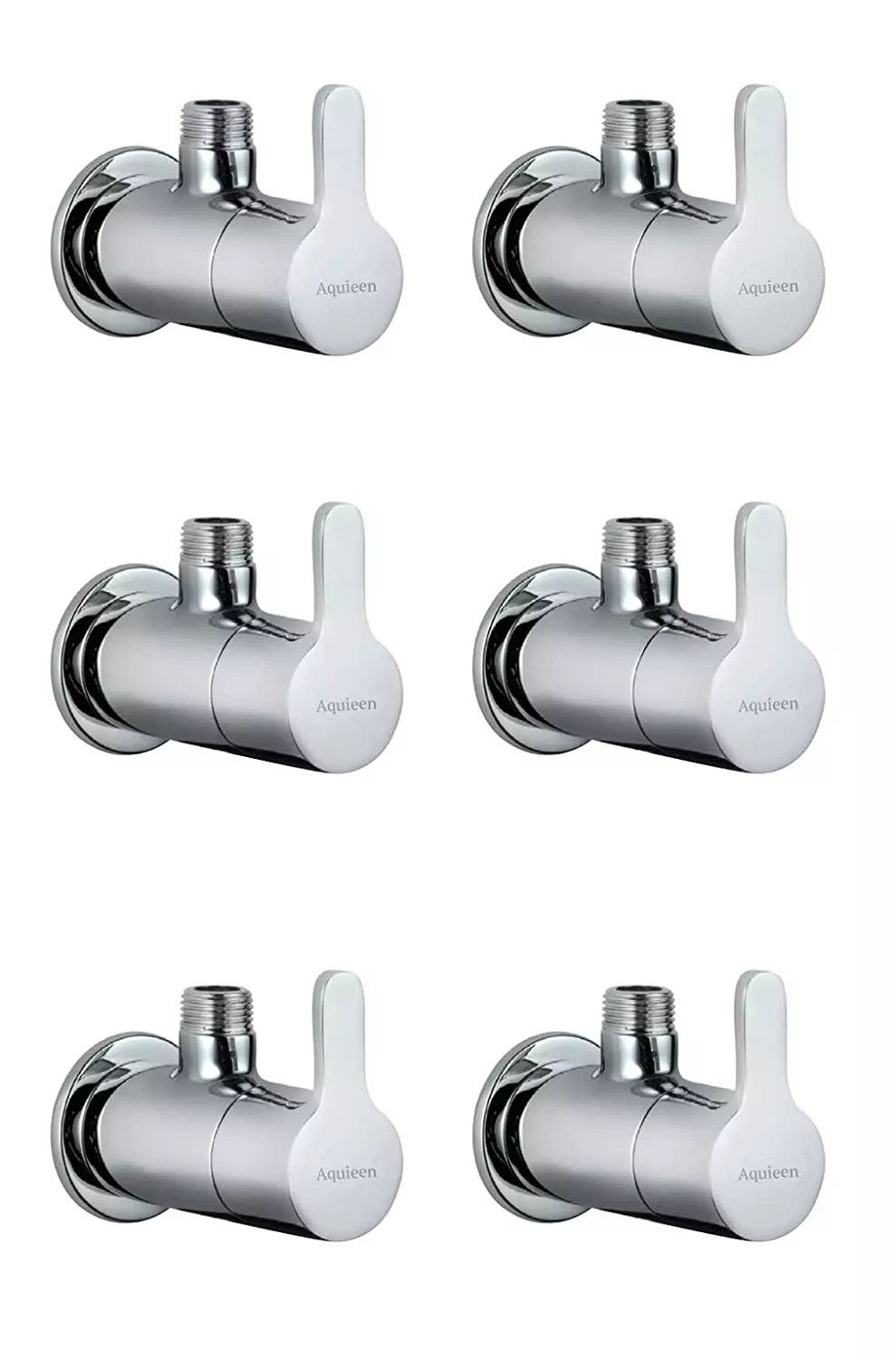 Aquieen Fusion Brass Silver Angle Stop Valve Pack of 6 Piece