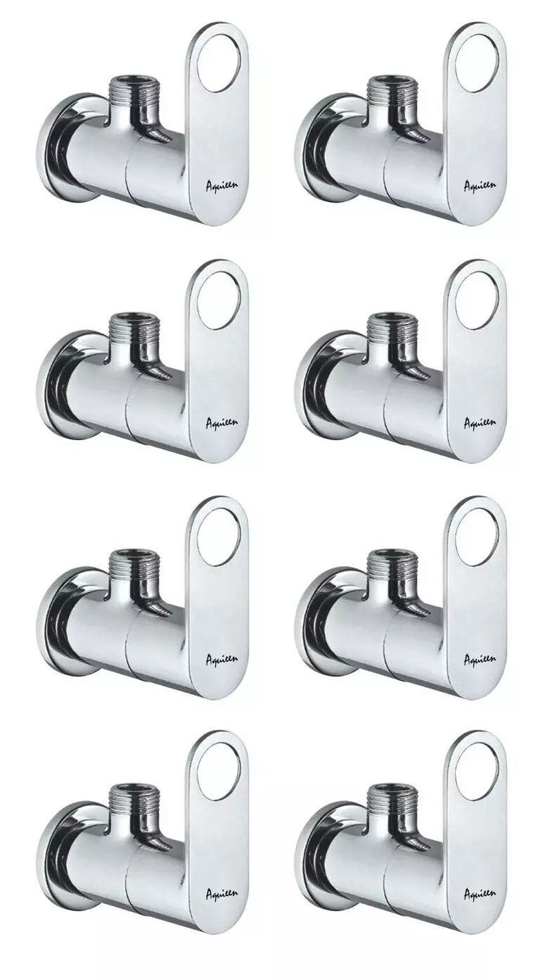 Aquieen Ornamix Brass Silver Angle Stop Valve Pack of 8 Piece