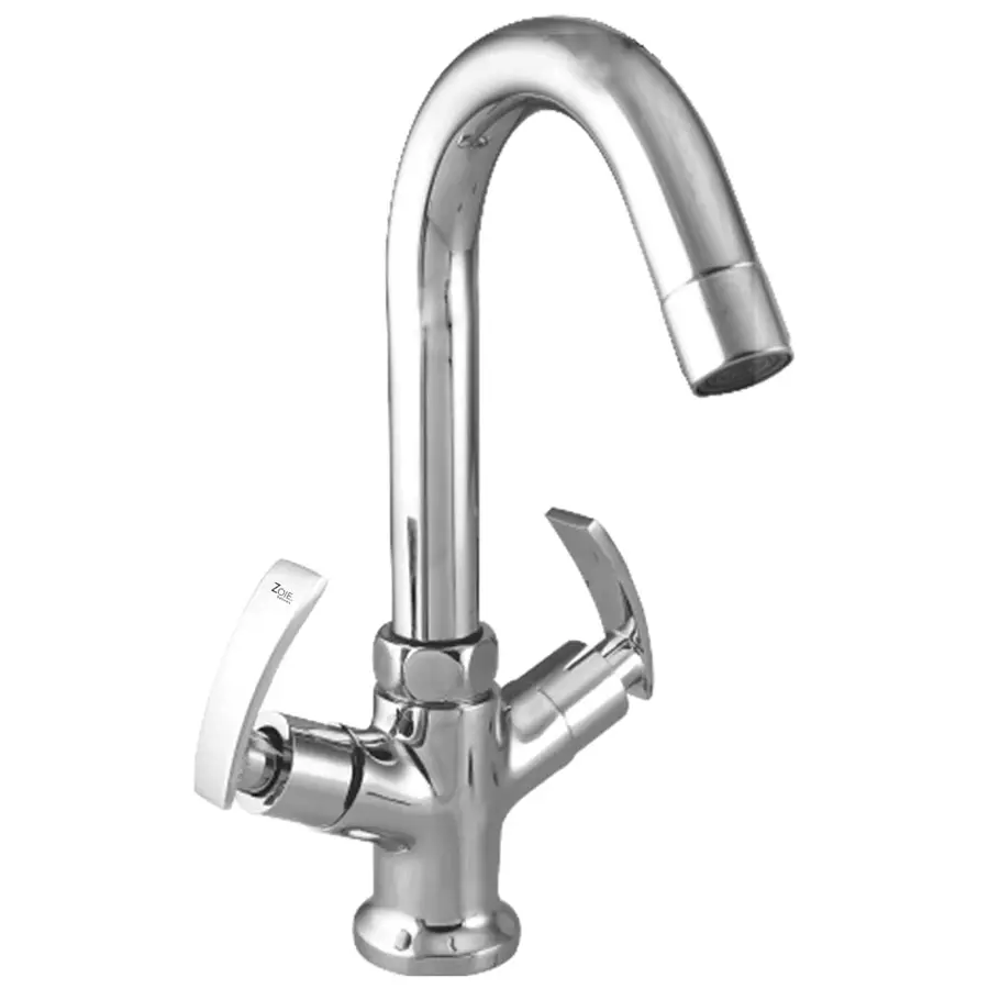 Zoie Viva Brass Chrome Finish Basin Mixer Tap with Swivel Spout, Z28017