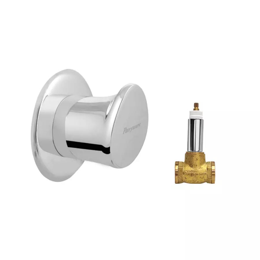 Parryware Droplet Brass Chrome Finish Quarter Turn Stop Cock with Concealed, G4711A1+G5053A1