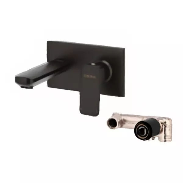 CERA Perla Single Lever Wall Mount Basin Mixer Matte Black, F1012473BM + F4065101BM (Set of 2 Pcs)