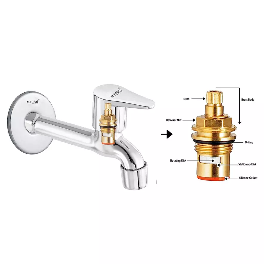 ALTURAS Stainless Steel Jazz Long Body Tap for Bathroom and Kitchen (Set of 10 Pcs)