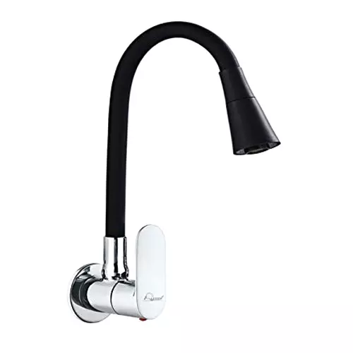 Aquieen Sink Tap Brass & Ceramic with Wall Flange Black, AQN 720