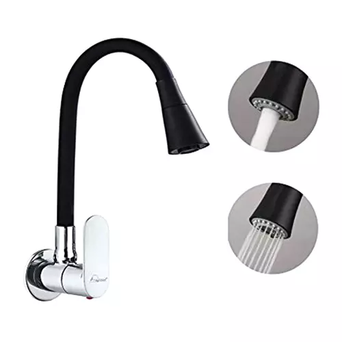 Aquieen Sink Tap Brass & Ceramic with Wall Flange Black, AQN 720