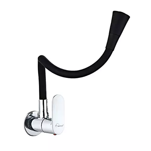 Aquieen Sink Tap Brass & Ceramic with Wall Flange Black, AQN 720