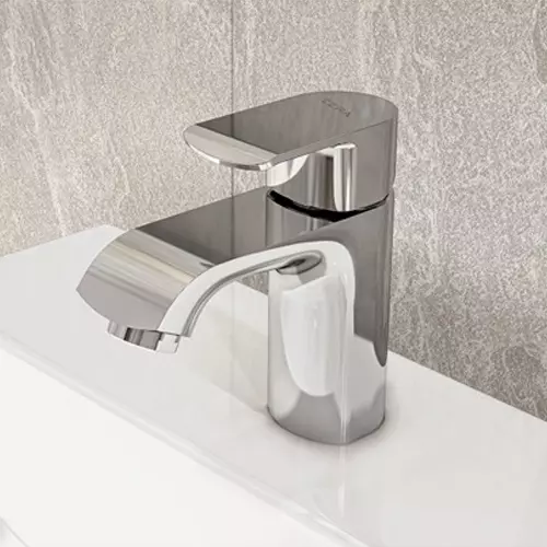 CERA Chromo Single Lever Table Mount Basin Mixer with 450 mm Braided Connection Pipe, F1019451