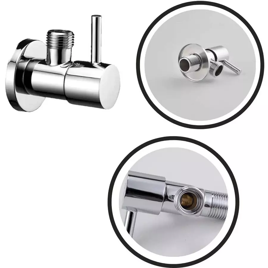 Fastgear Angle Valve Stainless Steel Chrome Finish Silver, FG1052 (Pack of 4)