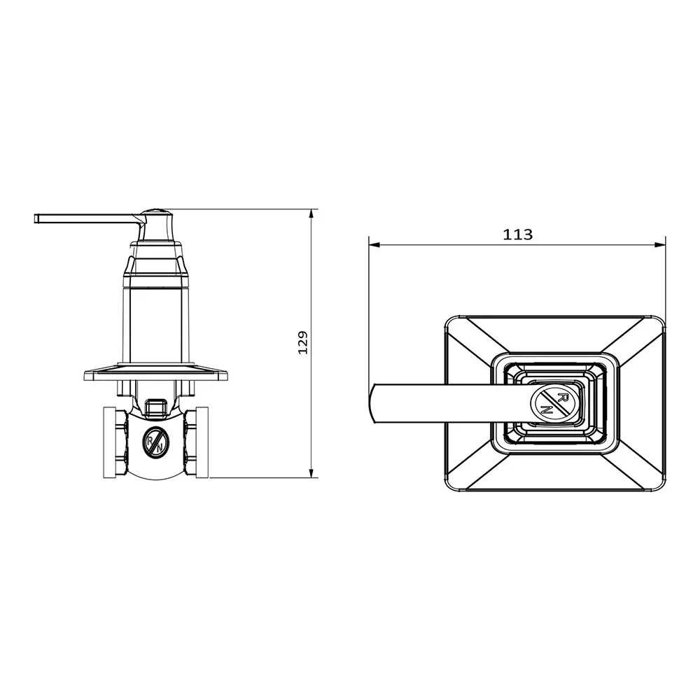 RN PTMT Concealed Stop Cock Wall Mount White 15 mm Faucet Hole, RNABH01A04