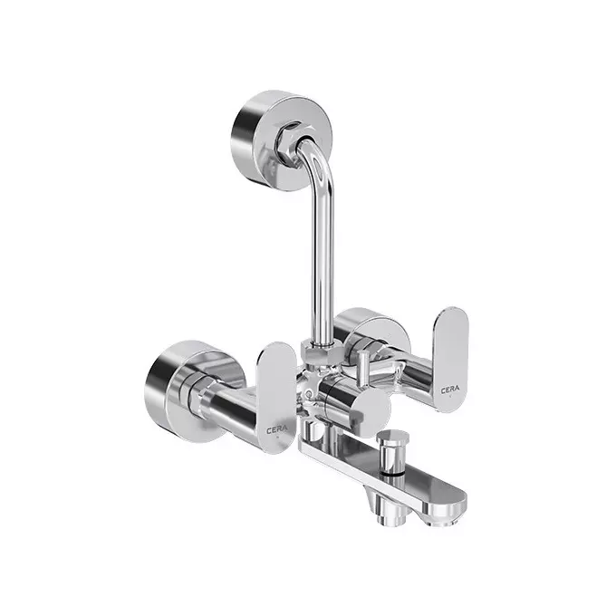 Cera Curve Wall Mixer (3-in 1) With Bend Pipe For Overhead Shower, F1023403