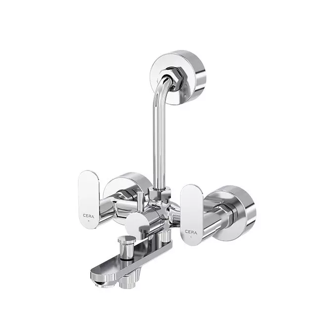 Cera Curve Wall Mixer (3-in 1) With Bend Pipe For Overhead Shower, F1023403