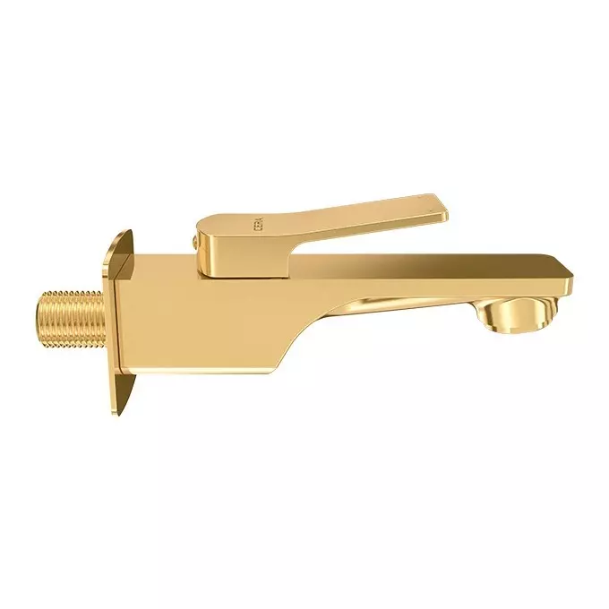 CERA Sylvina Bib Cock Quarter Turn Wall Mount PVD Finish French Gold with Wall Flange and Aerator, F1021151FG