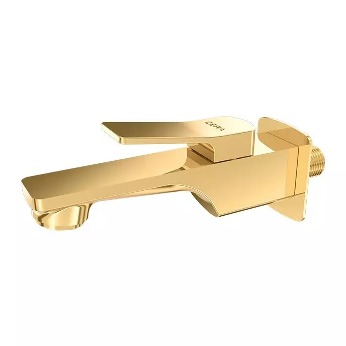 CERA Sylvina Bib Cock Quarter Turn Wall Mount PVD Finish French Gold with Wall Flange and Aerator, F1021151FG