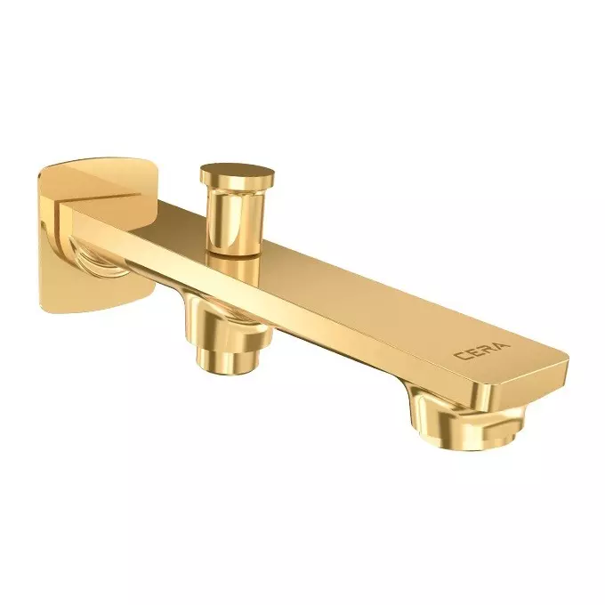 CERA Sylvina Bath Tub Spout Quarter Turn Wall Mount PVD Finish with Wall Flange & Button Arrangement, F1021662 Series