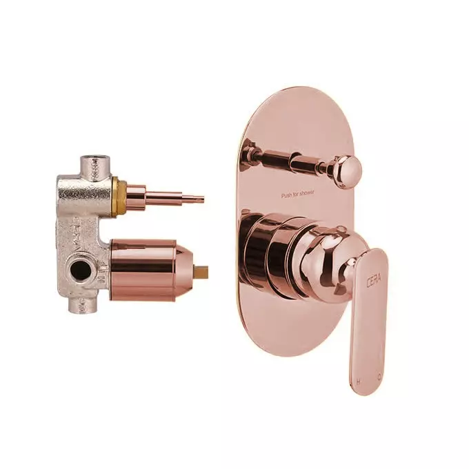 CERA BROOKLYN Diverter System Quarter Turn Exposed Part + Concealed Part Wall Mount Antique Copper, F1018722AC+F4030101AC