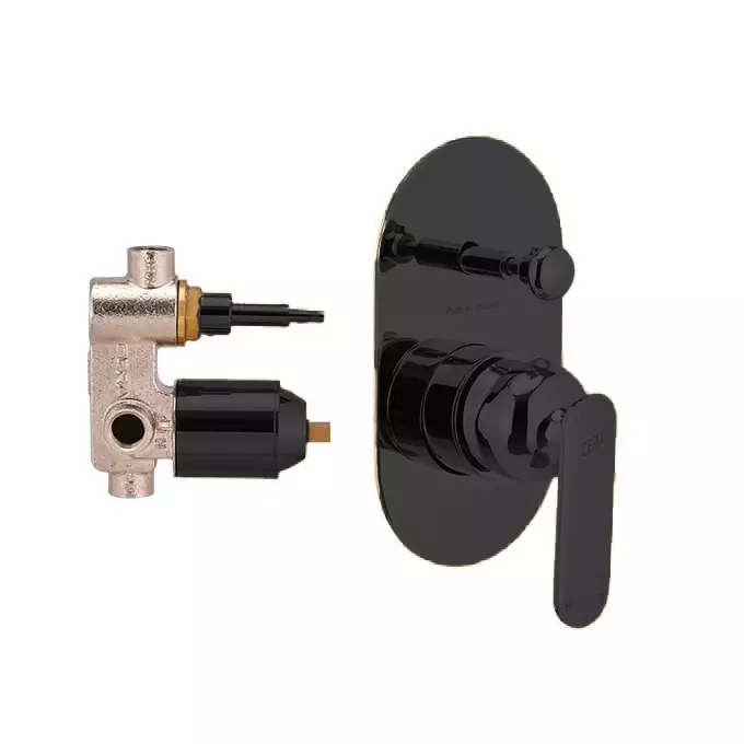 CERA BROOKLYN Diverter System Quarter Turn Exposed Part + Concealed Part Wall Mount Black Matte, F1018722BM+F4030101BM