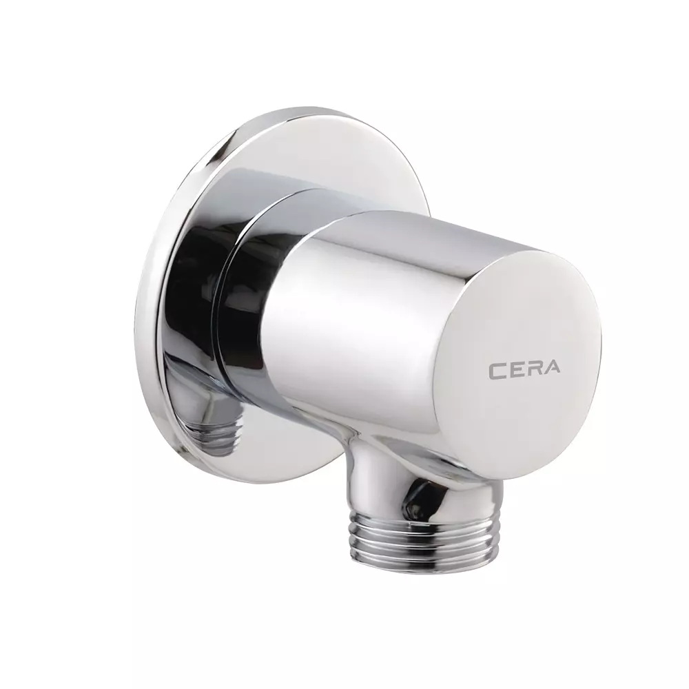 CERA Angle Cock Round Chrome Plating Wall Mount with Wall Flange, F8045101