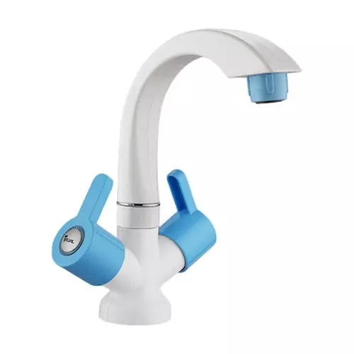 TRIJAL Dolphin Plus Center Hole Basin Mixer White, Blue 15 mm Thread, DPP-117 (Pack of 12)